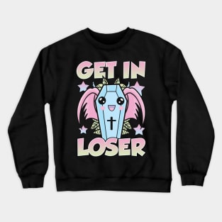 Cute & Funny Get In Loser Kawaii Coffin Anime Goth Crewneck Sweatshirt